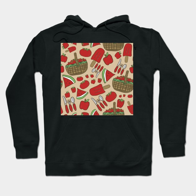 Red Picnic Pattern Food Hoodie by MSBoydston